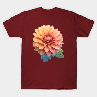 Peach Dahlia Flower T-Shirt